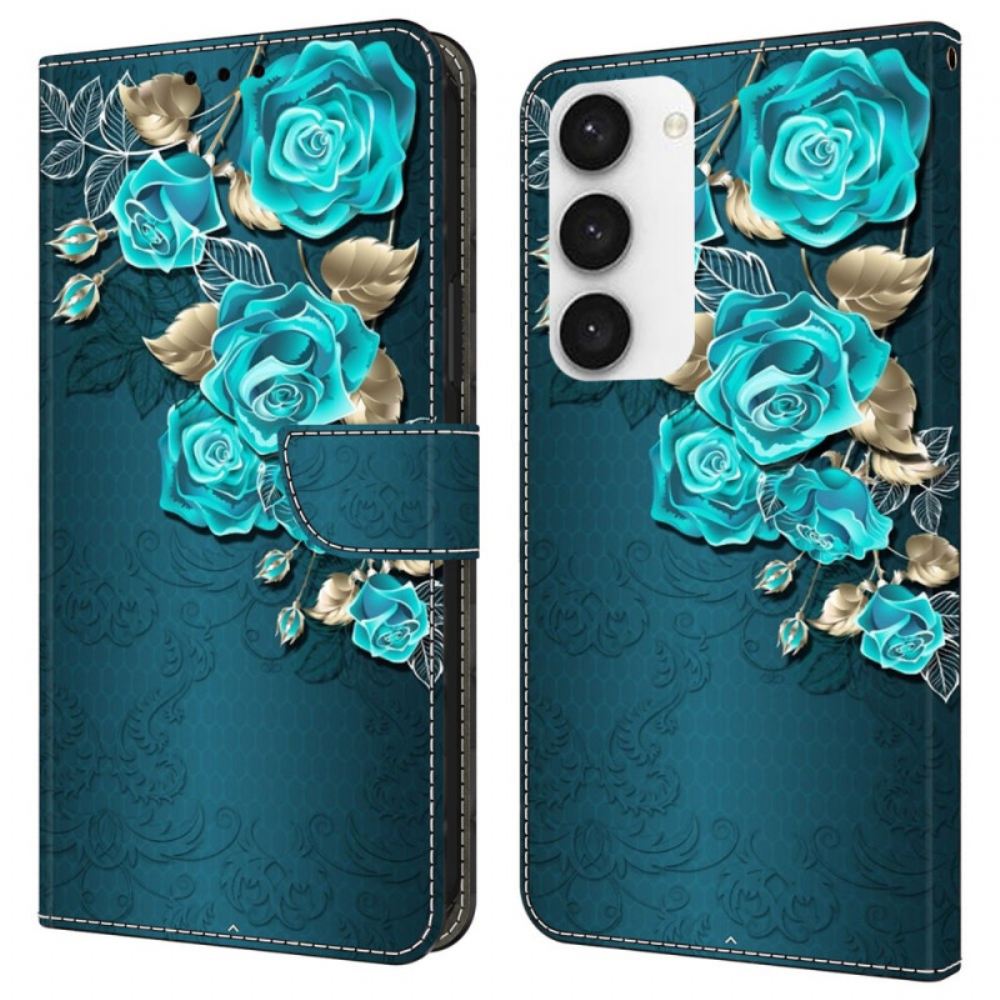 Peněženková Pouzdra Samsung Galaxy S24 Plus 5g Modré Růže