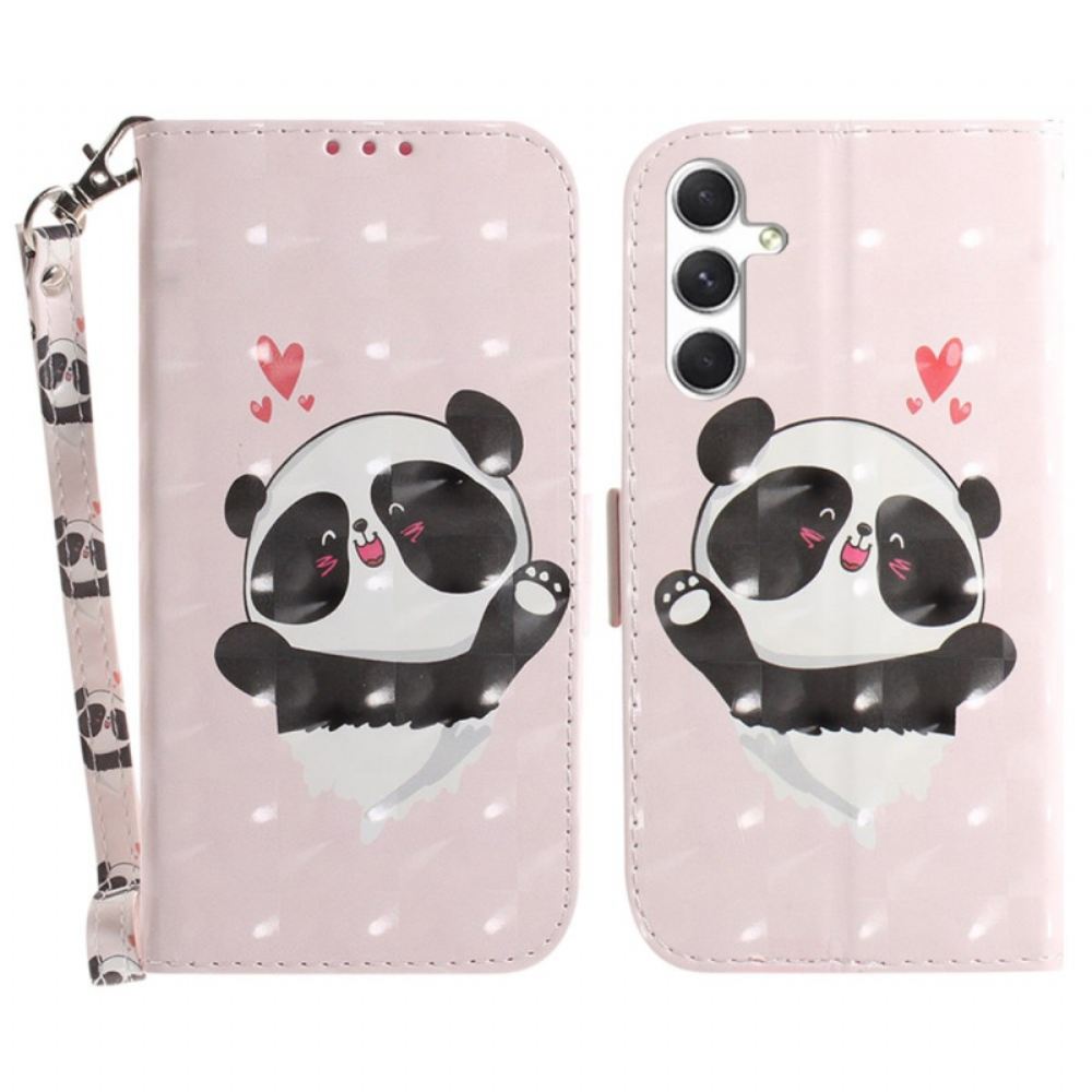 Peněženková Pouzdra Samsung Galaxy S24 Plus 5g Panda Love S Popruhem