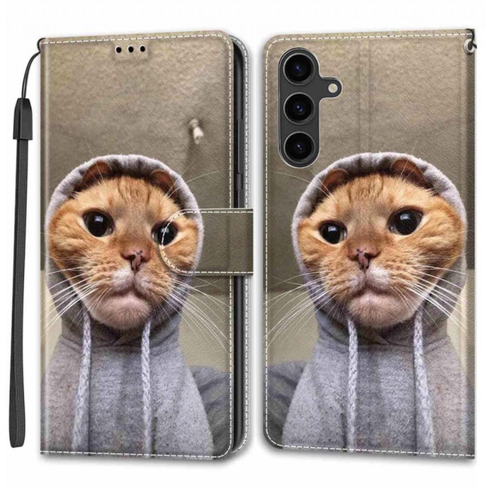 Peněženková Pouzdra Samsung Galaxy S24 Plus 5g Yo Kočka S Popruhem