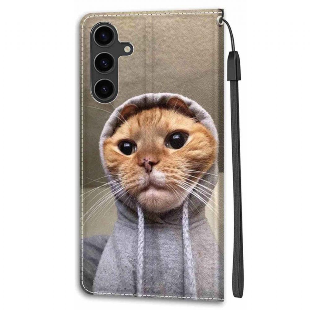 Peněženková Pouzdra Samsung Galaxy S24 Plus 5g Yo Kočka S Popruhem