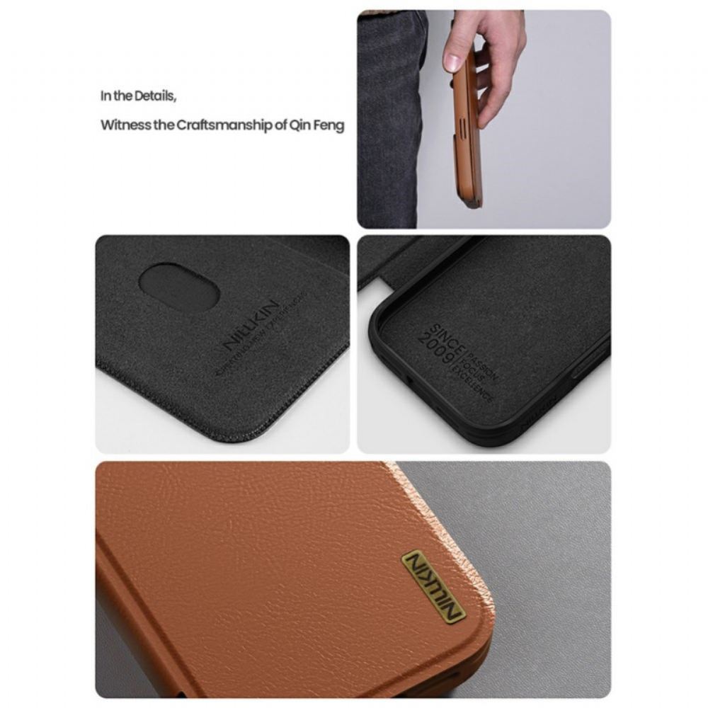 Kožené Pouzdro Folio iPhone 17 Qin Pro Series Nillkin