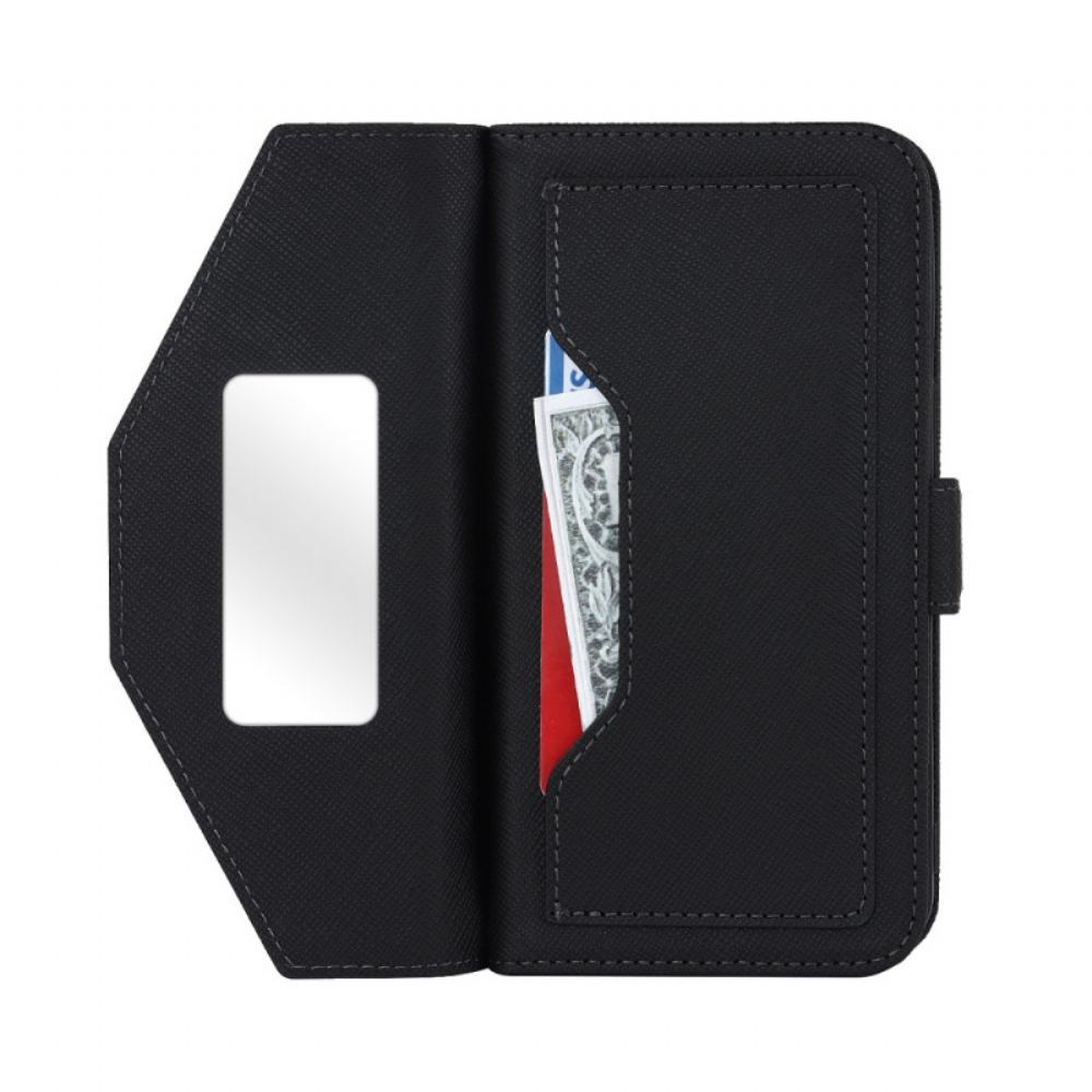 Kožený Kryt iPhone 17 Peněženka S Ramenním Popruhem A Zrcátkem