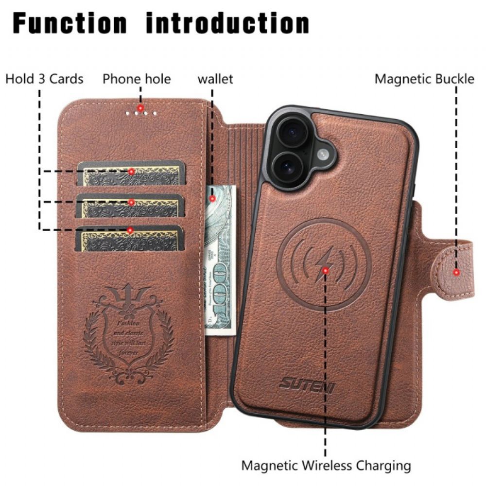 Kožený Kryt Na iPhone 17 Odnímatelné Pouzdro Magsafe Suteni