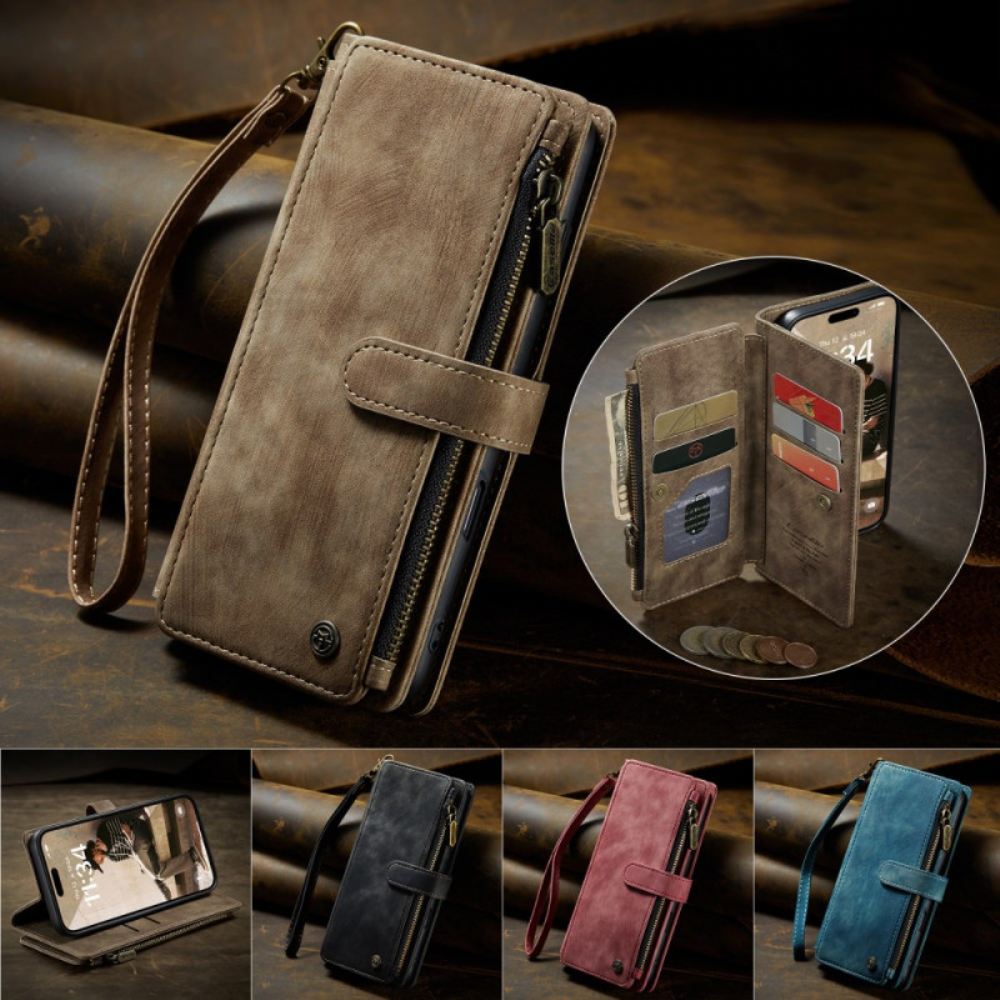 Kožený Kryt Na iPhone 17 Peněženka S 10 Sloty Na Karty