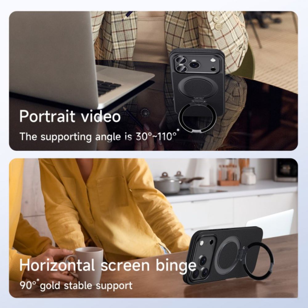 Kryt iPhone 17 Magsafe Kompatibilní S Kůží Se Stojánkem