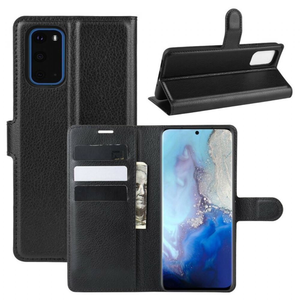 Flipové Pouzdro Na Samsung Galaxy S20 Klasická Umělá Kůže Z Liči