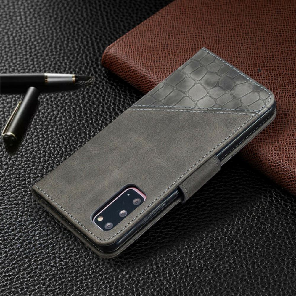 Flipové Pouzdro Na Samsung Galaxy S20 Klasický Efekt Krokodýlí Kůže