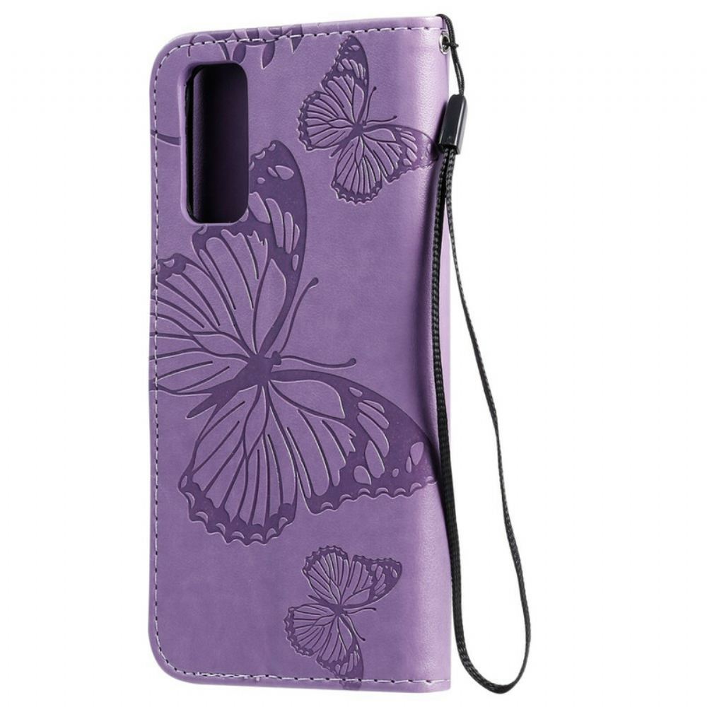 Kožené Pouzdro Na Samsung Galaxy S20 Na Lana Obří Motýli