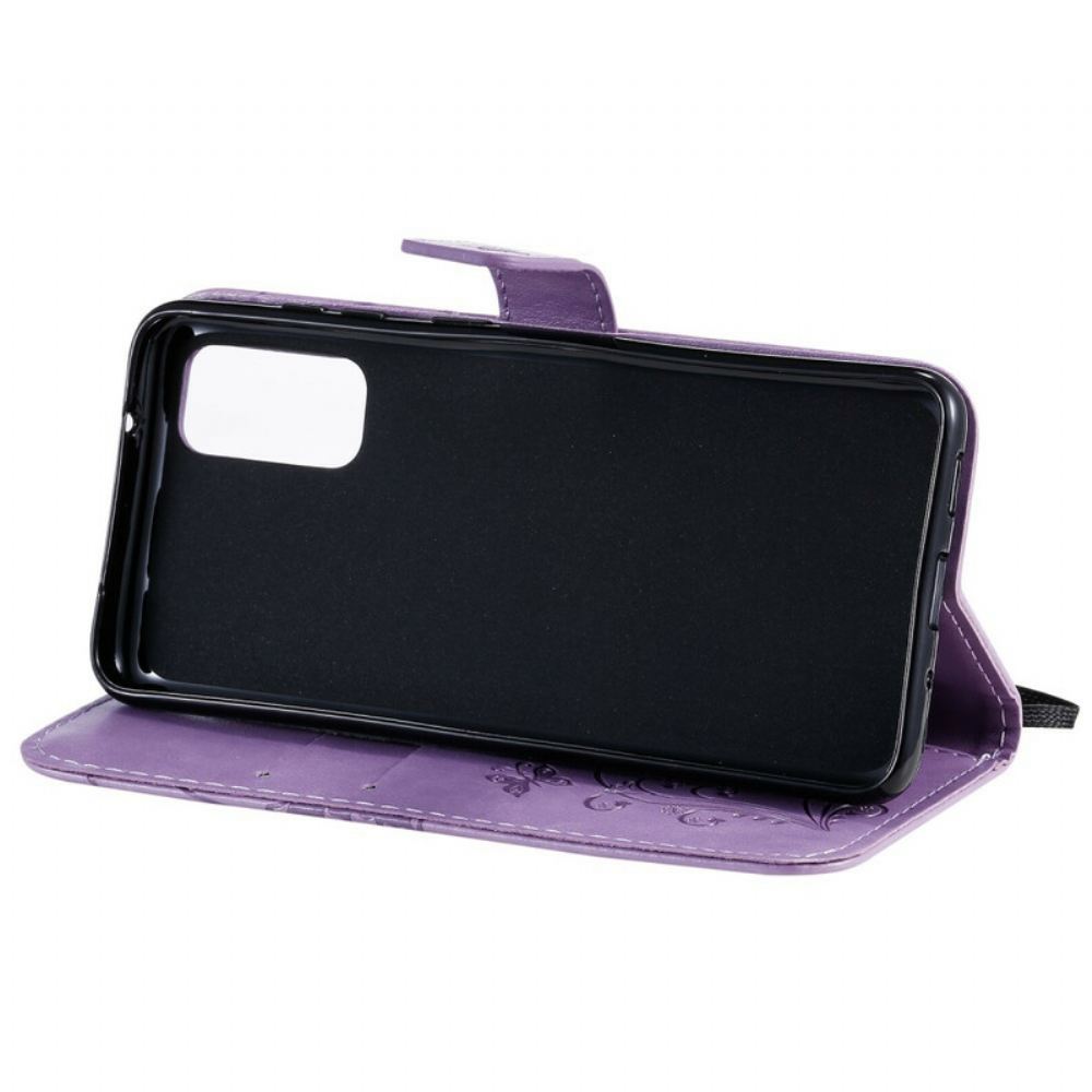 Kožené Pouzdro Na Samsung Galaxy S20 Na Lana Obří Motýli