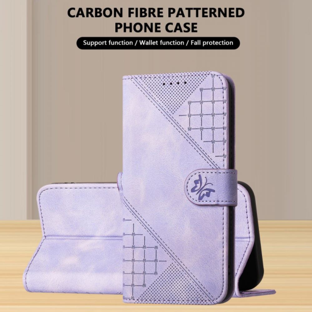 Kožený Kryt Google Pixel 10 Pro Xl Geometrický A Motýlí Vzor