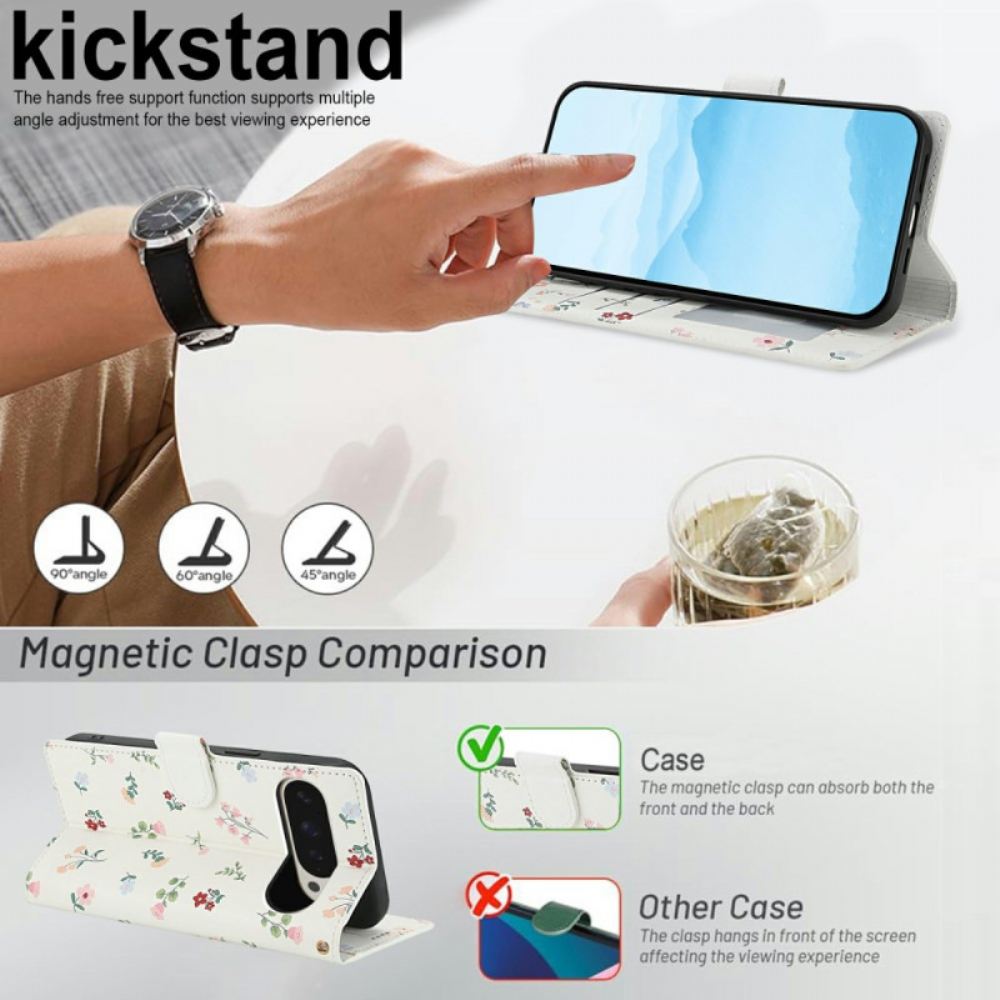 Kožený Kryt Google Pixel 10 Pro Xl Květinový Vzor