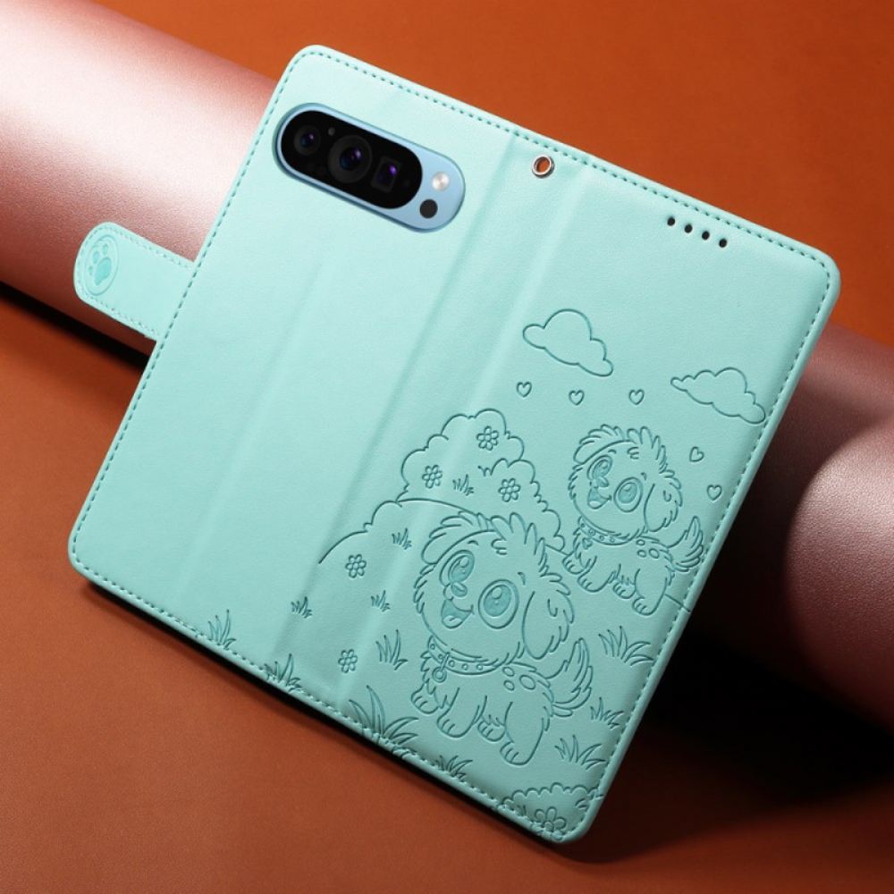 Kožený Kryt Na Google Pixel 10 Pro Xl Rfid Blokování A Vzor Psa