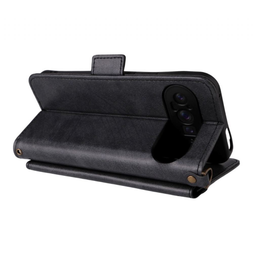 Kožený Kryt Na Google Pixel 10 Pro Xl Vintage S Ramenním Popruhem