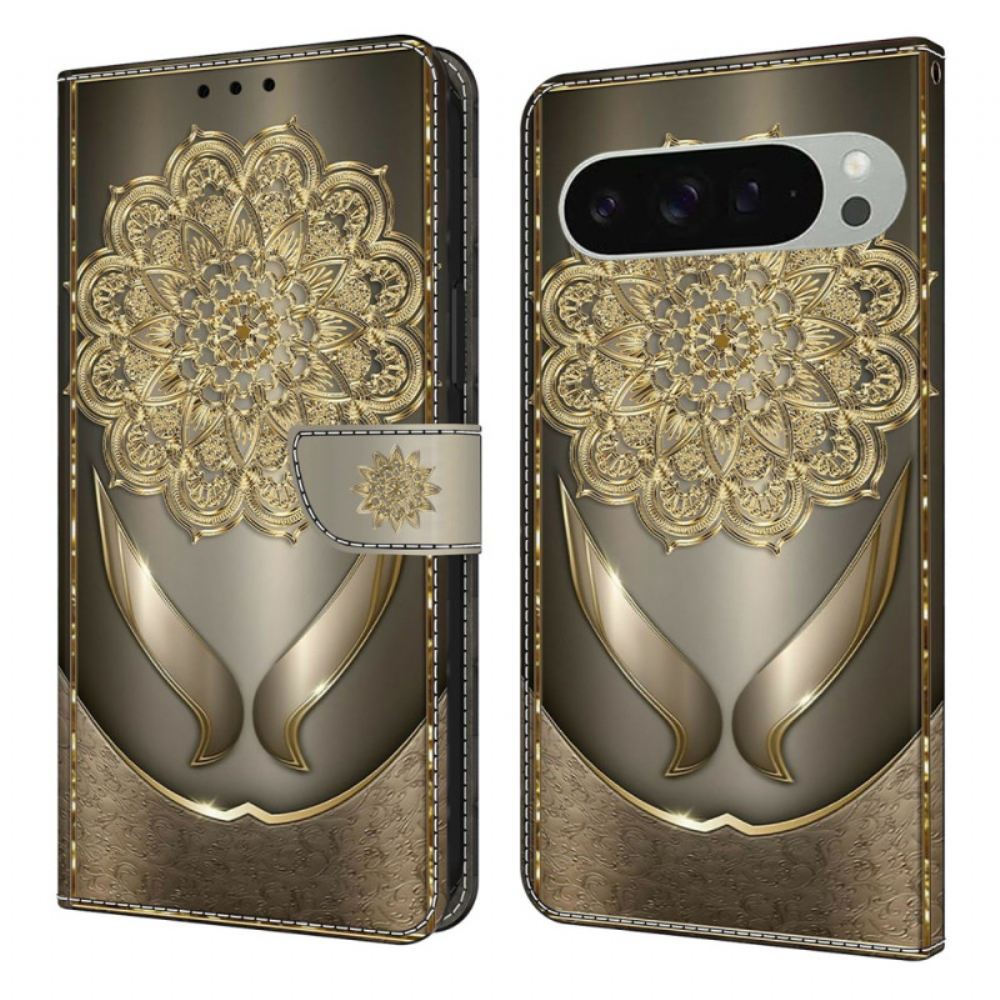 Peněženková Pouzdra Google Pixel 10 Pro Xl Kryty Na Mobil Zlatý Květinový Vzor