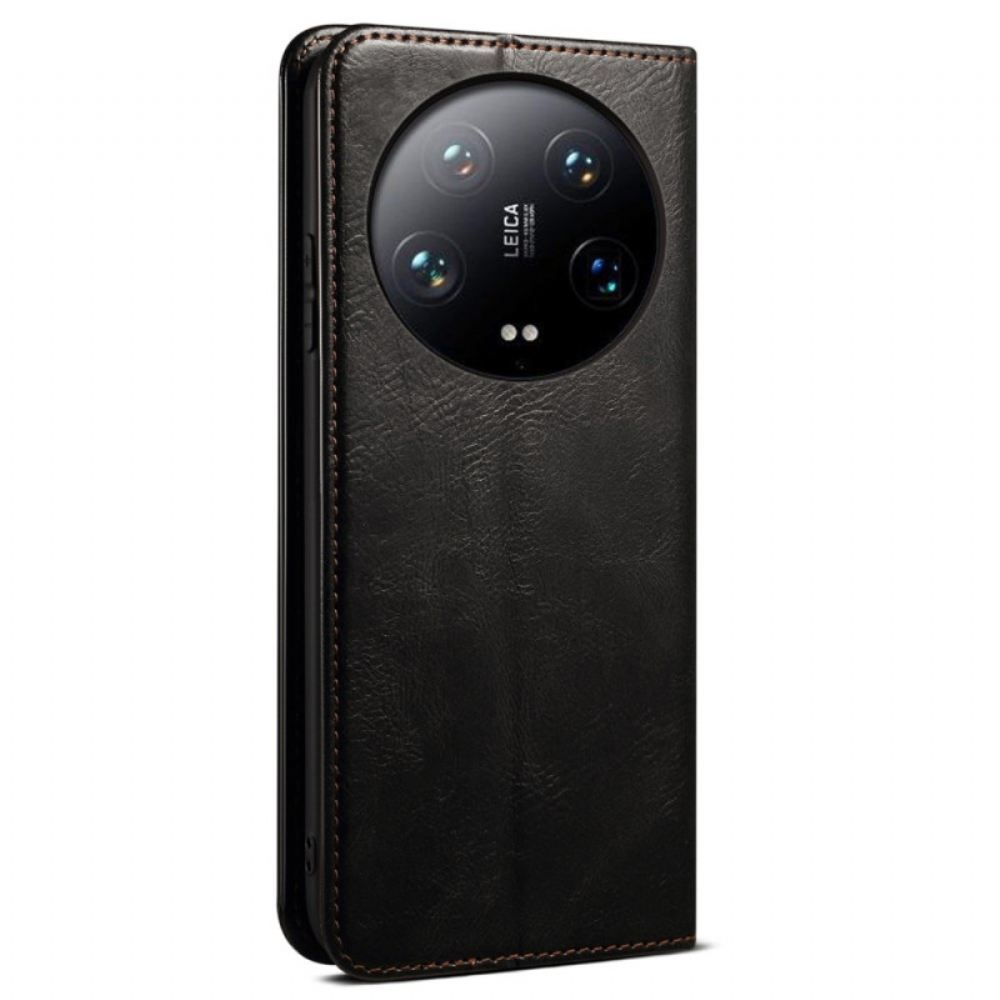 Kožené Pouzdro Folio Na Xiaomi 14 Ultra Voskovaná Imitace Kůže