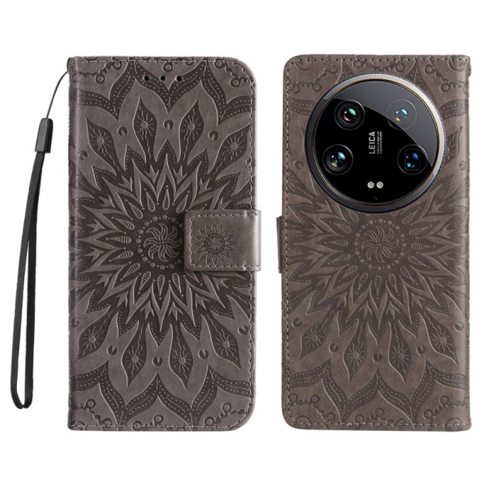 Kožený Kryt Na Xiaomi 14 Ultra Mandala S Popruhem