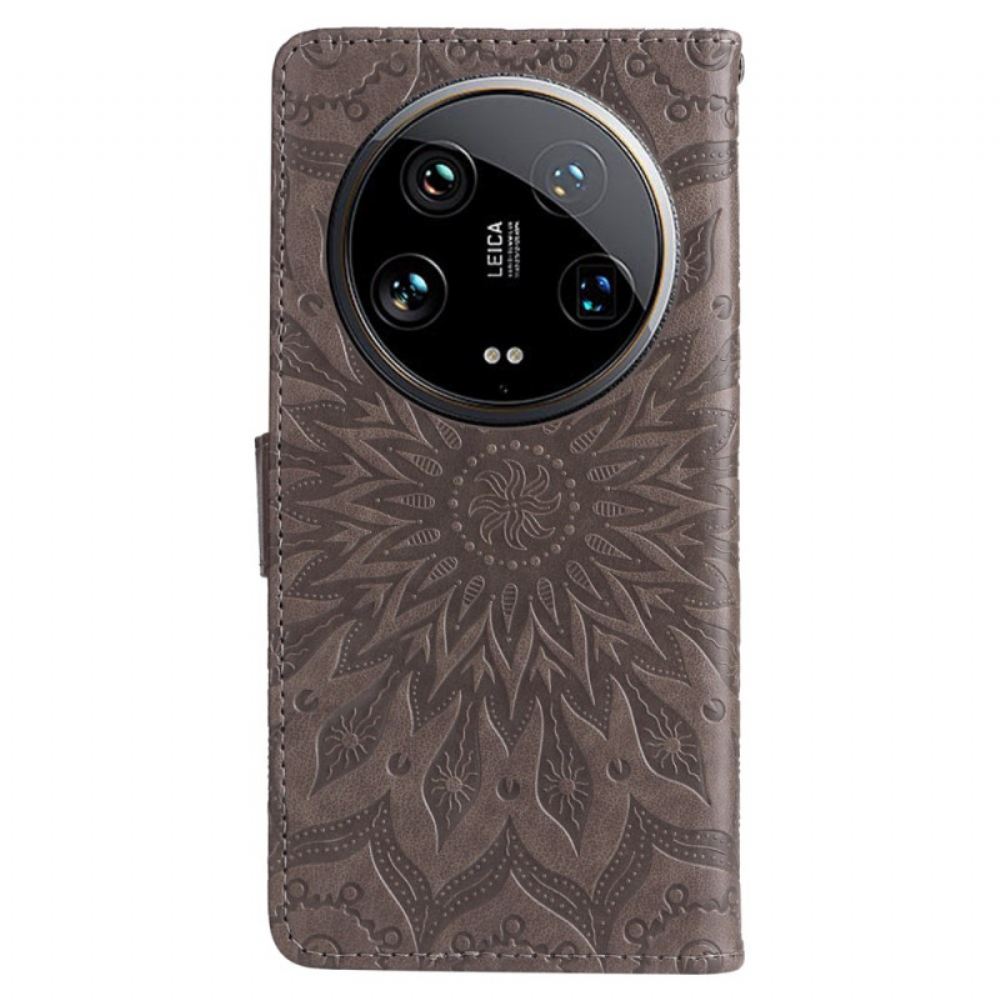 Kožený Kryt Na Xiaomi 14 Ultra Mandala S Popruhem