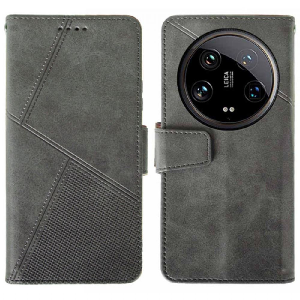 Kožený Kryt Na Xiaomi 14 Ultra Řádky Idewei