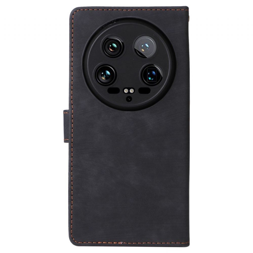 Kožený Kryt Xiaomi 14 Ultra 3 Držitelé Karet A Šňůrka