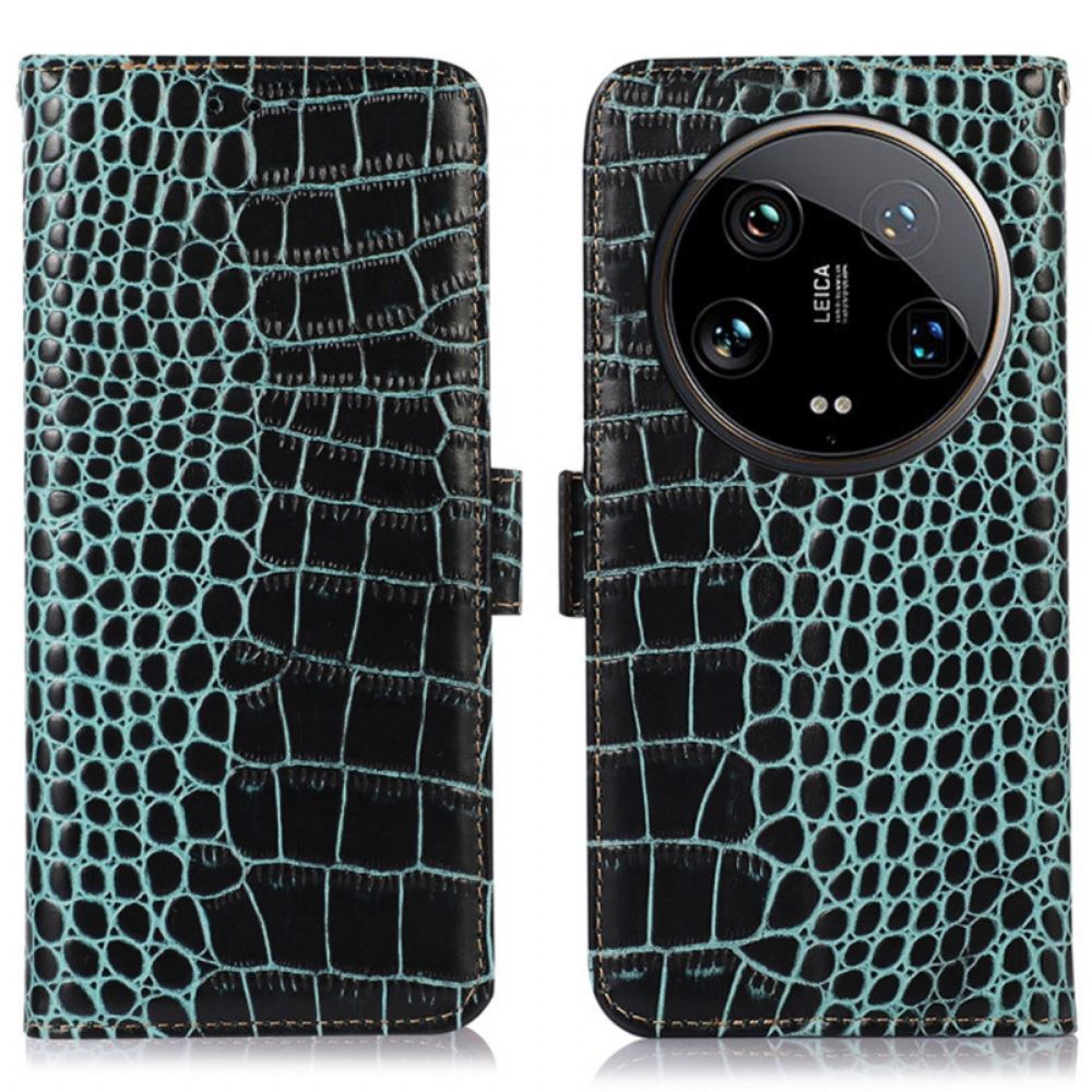 Kožený Kryt Xiaomi 14 Ultra Blokování Rfid Textury Krokodýla