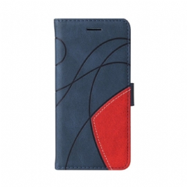 Kožený Kryt Xiaomi 14 Ultra Dvoubarevné A Vlnité Čáry