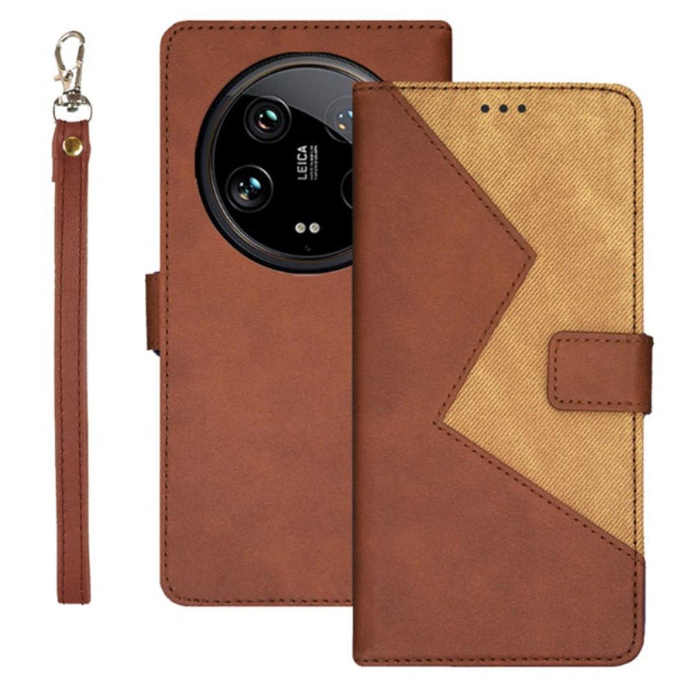 Kožený Kryt Xiaomi 14 Ultra Dvoubarevný Idewei
