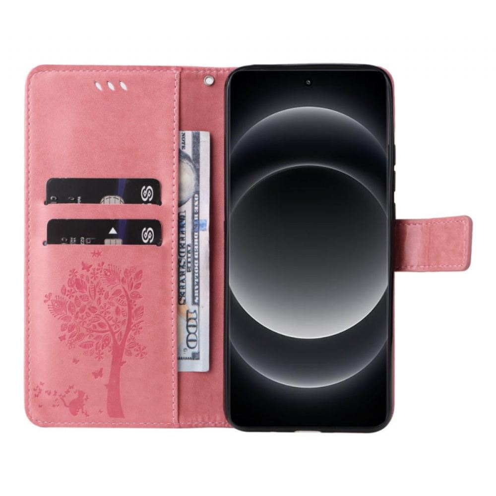 Kožený Kryt Xiaomi 14 Ultra Kočka A Strom