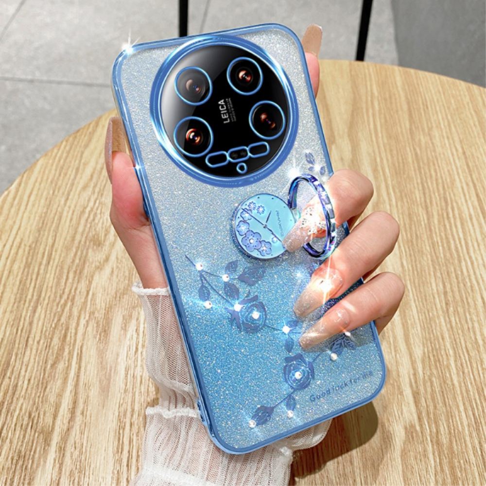 Kryt Xiaomi 14 Ultra Kryty Na Mobil Třpytky A Květiny Podpora Kadem