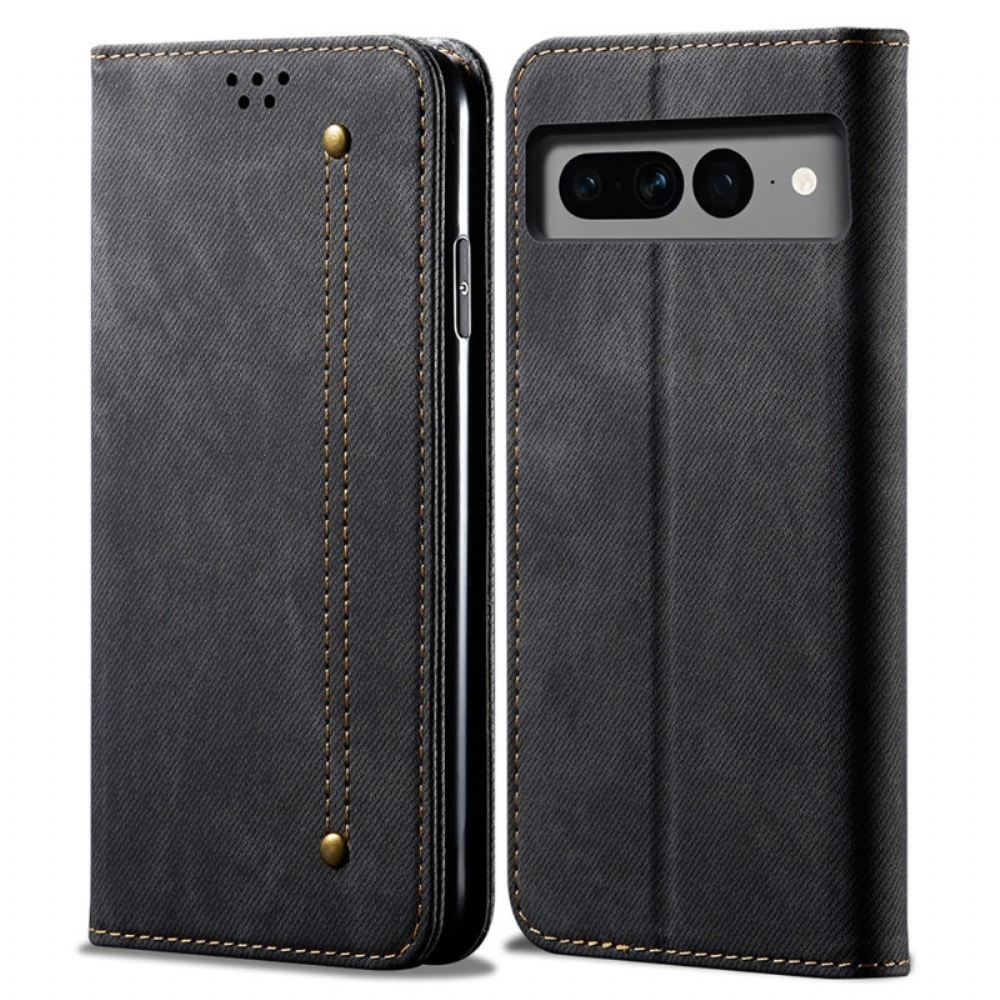 Kožené Pouzdro Folio Google Pixel 8 Džínová Tkanina