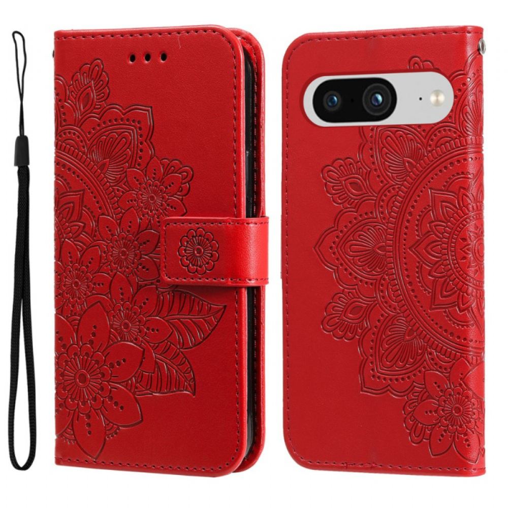 Kožený Kryt Google Pixel 8 Diskrétní Mandala S Popruhem