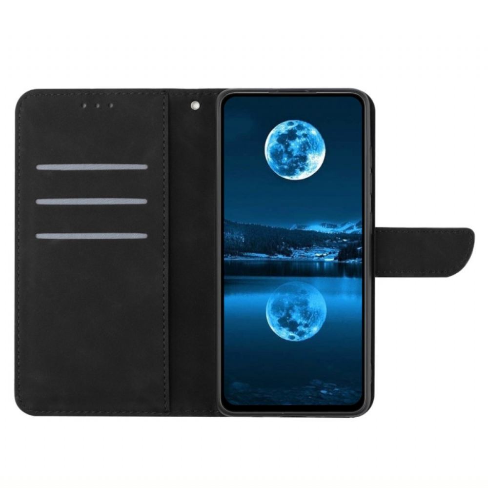 Kožený Kryt Google Pixel 8 Čáry A Tečkované Popruhy