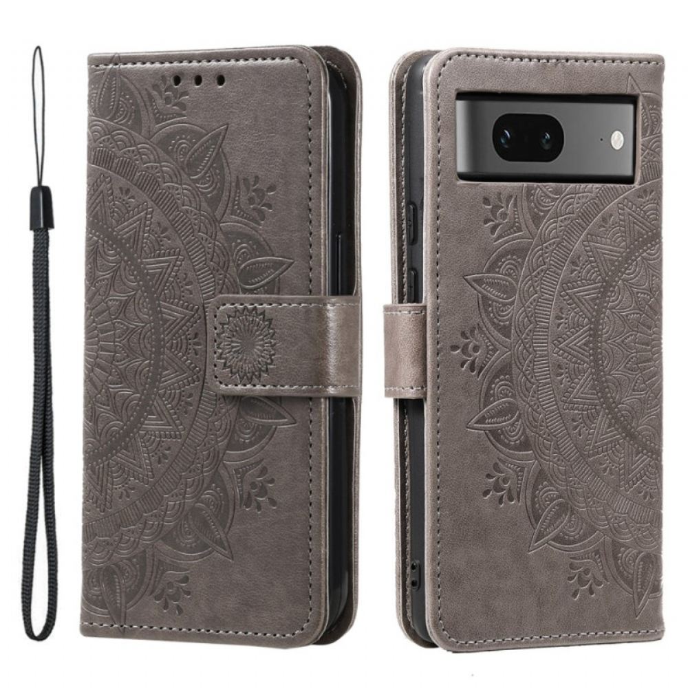 Kožený Kryt Na Google Pixel 8 Mandala S Popruhem
