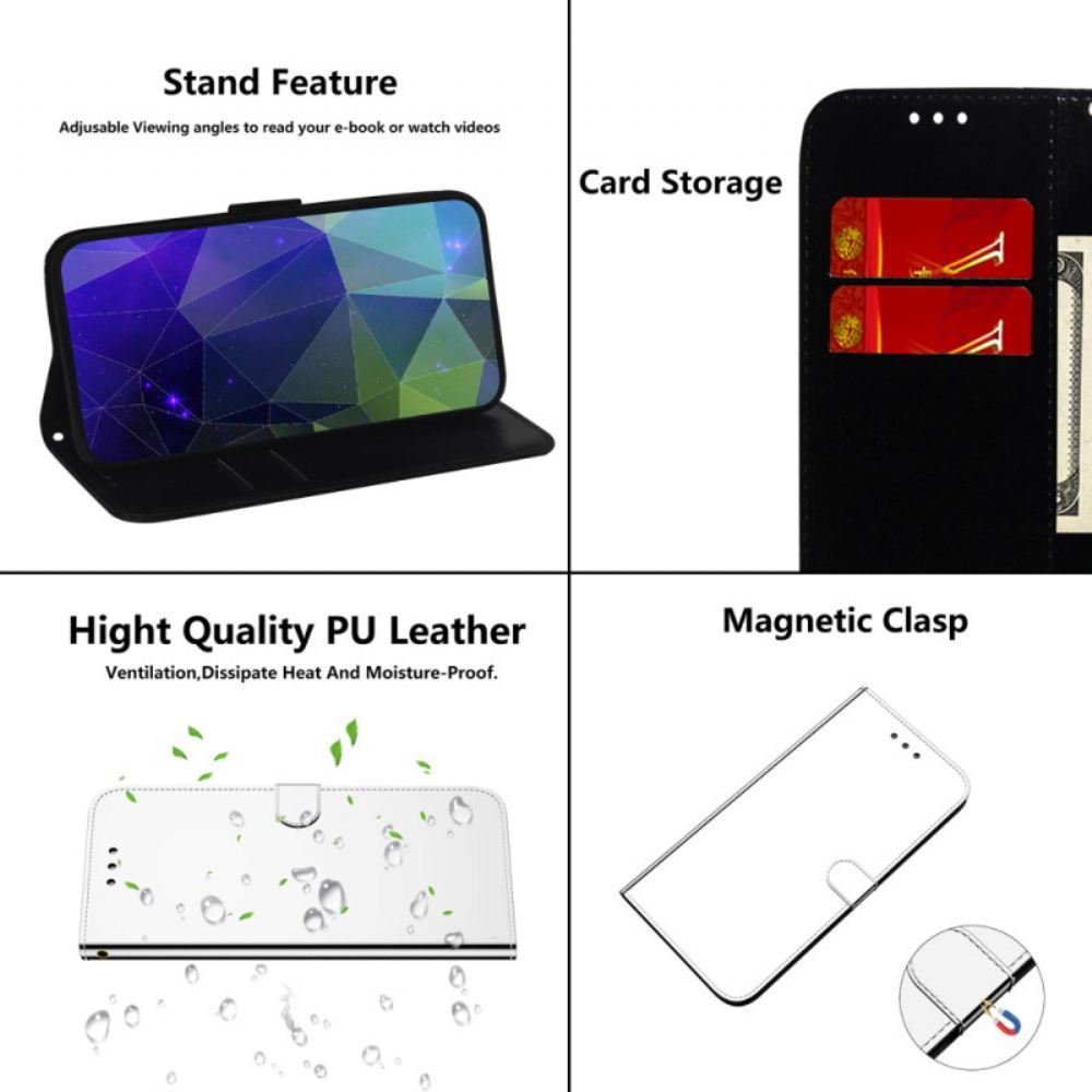 Kožený Kryt Na Google Pixel 8 Zrcadlo A Šňůrka