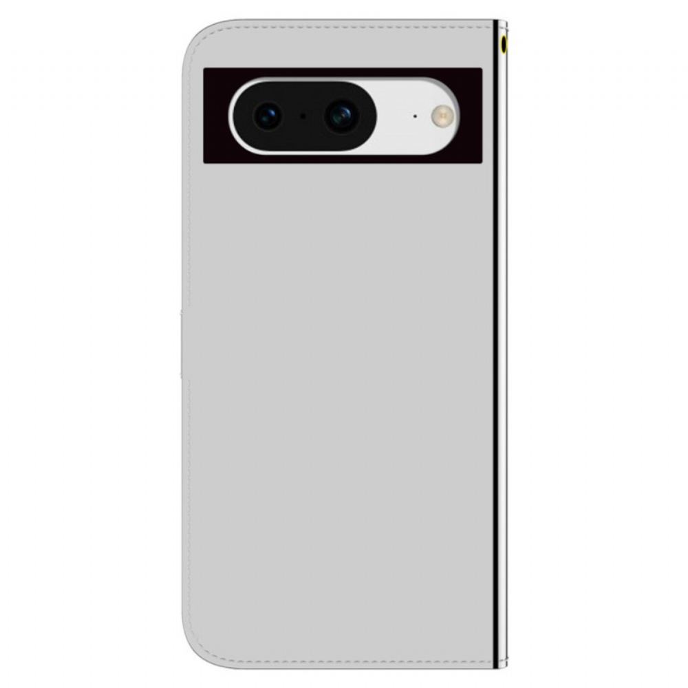 Kožený Kryt Na Google Pixel 8 Zrcadlo A Šňůrka