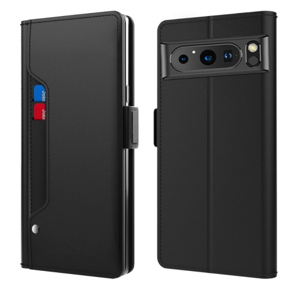 Kožený Kryt Na Google Pixel 8 Zrcadlový A Odnímatelný Držák Karty