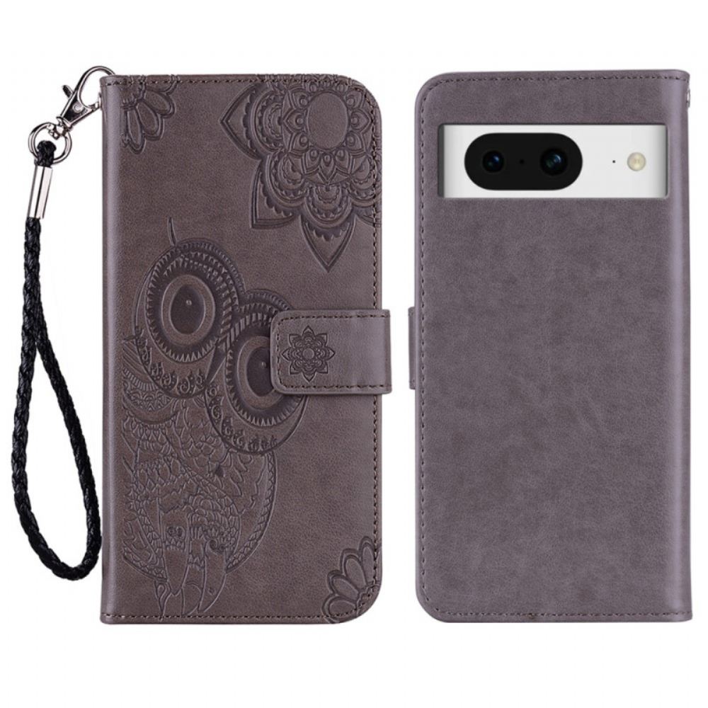Peněženková Pouzdra Google Pixel 8 Mandala Sova A Šňůrka