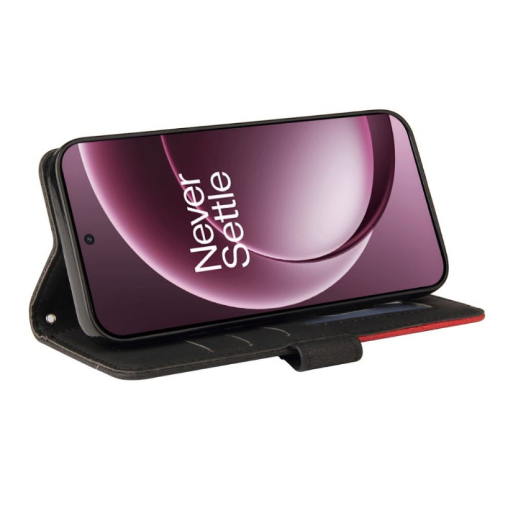 Kožený Kryt Na Oneplus 15 Dvoubarevné Zvlnění