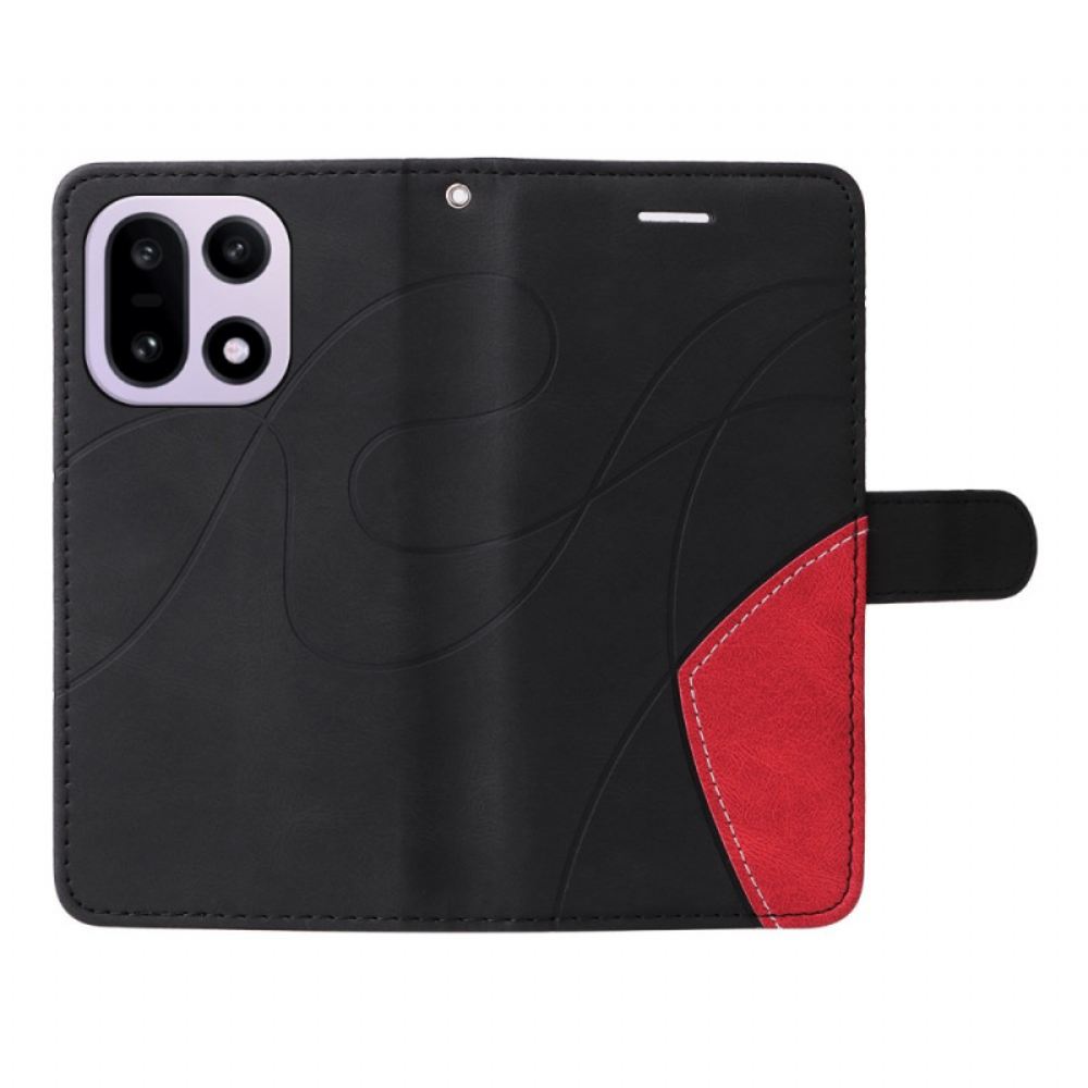 Kožený Kryt Na Oneplus 15 Dvoubarevné Zvlnění