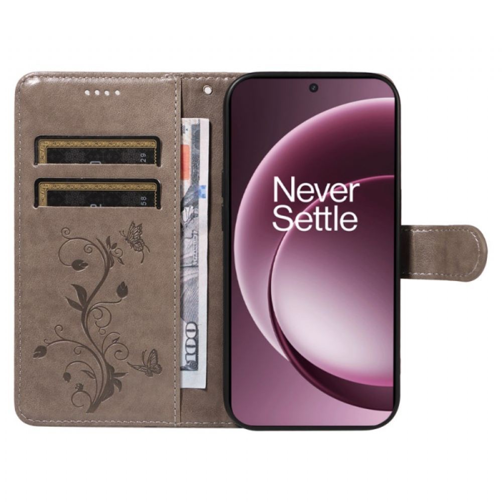 Kožený Kryt Na Oneplus 15 Květinový Vzor