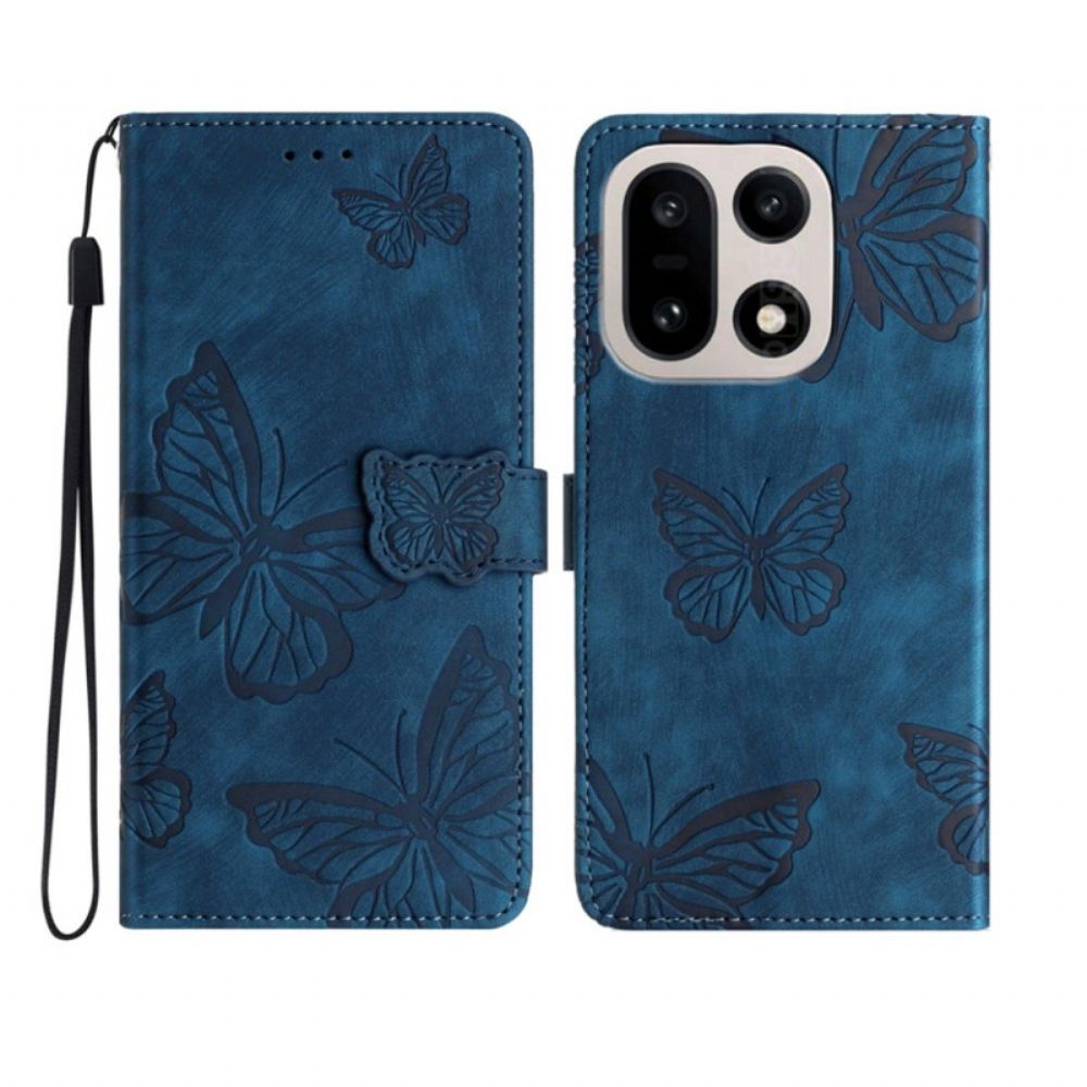 Kožený Kryt Na Oneplus 15 Semišový Efekt S Motýly