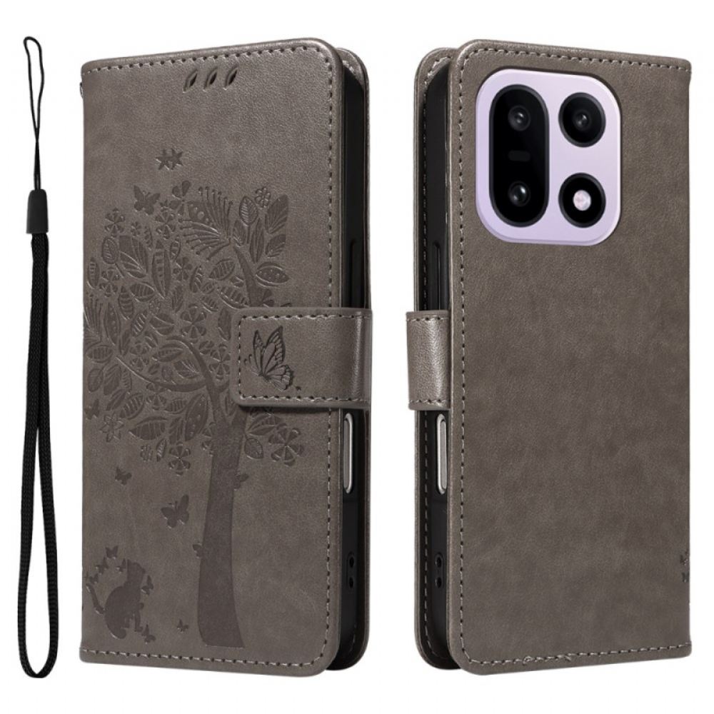 Kožený Kryt Oneplus 15 Kočka A Strom