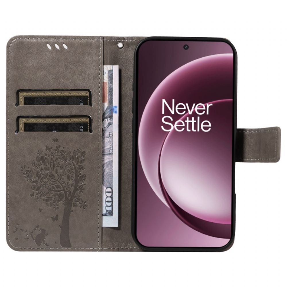 Kožený Kryt Oneplus 15 Kočka A Strom