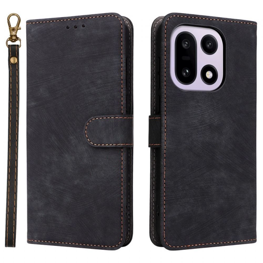 Kožený Kryt Oneplus 15 Semišový Efekt S Popruhem