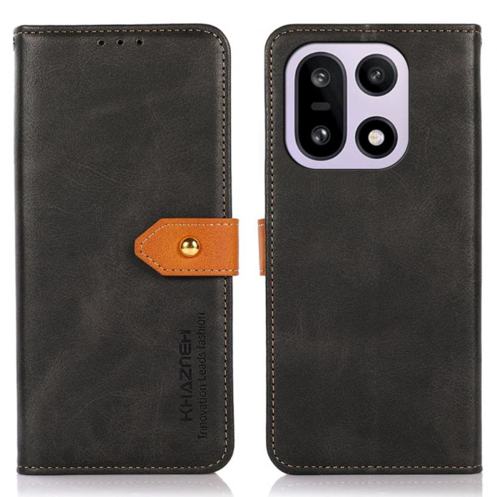 Kožený Kryt Oneplus 15 Zlatá Spona Khazneh