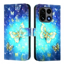 Kožený Kryt Oneplus 15 Zlatí Motýli