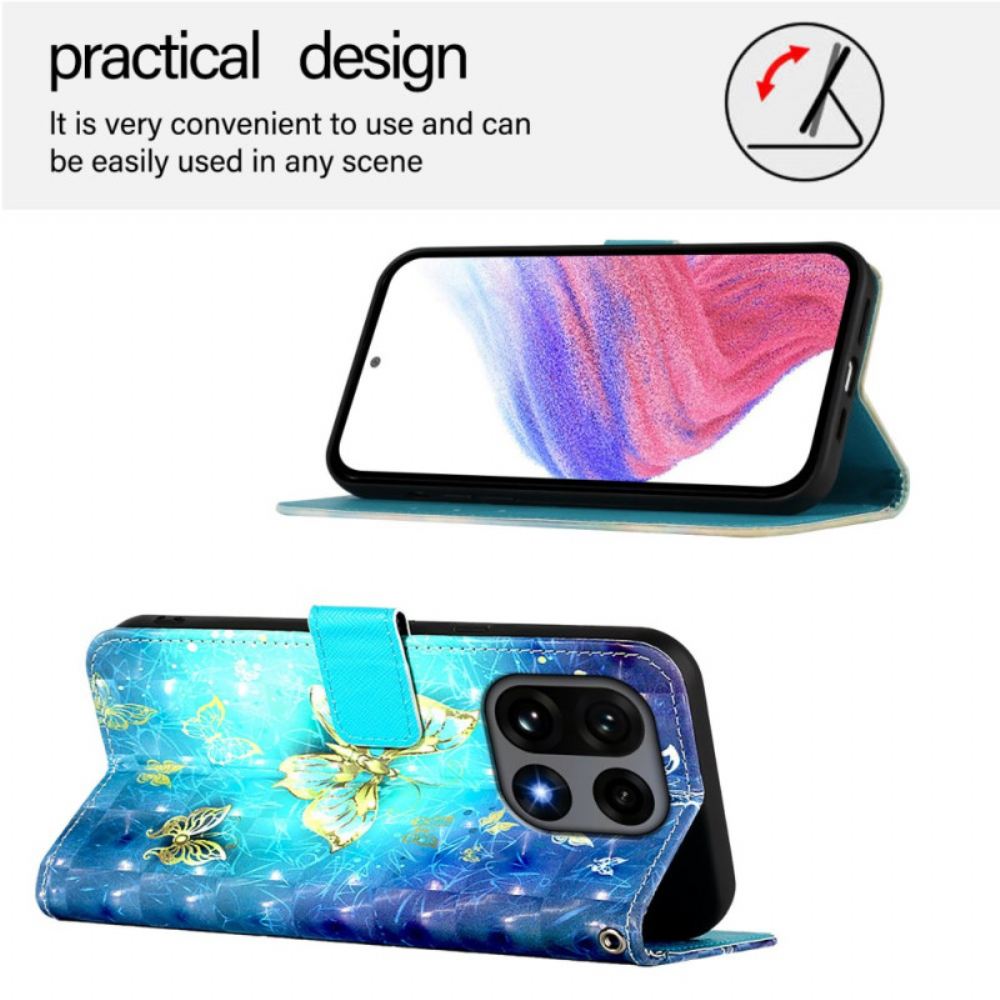 Kožený Kryt Oneplus 15 Zlatí Motýli