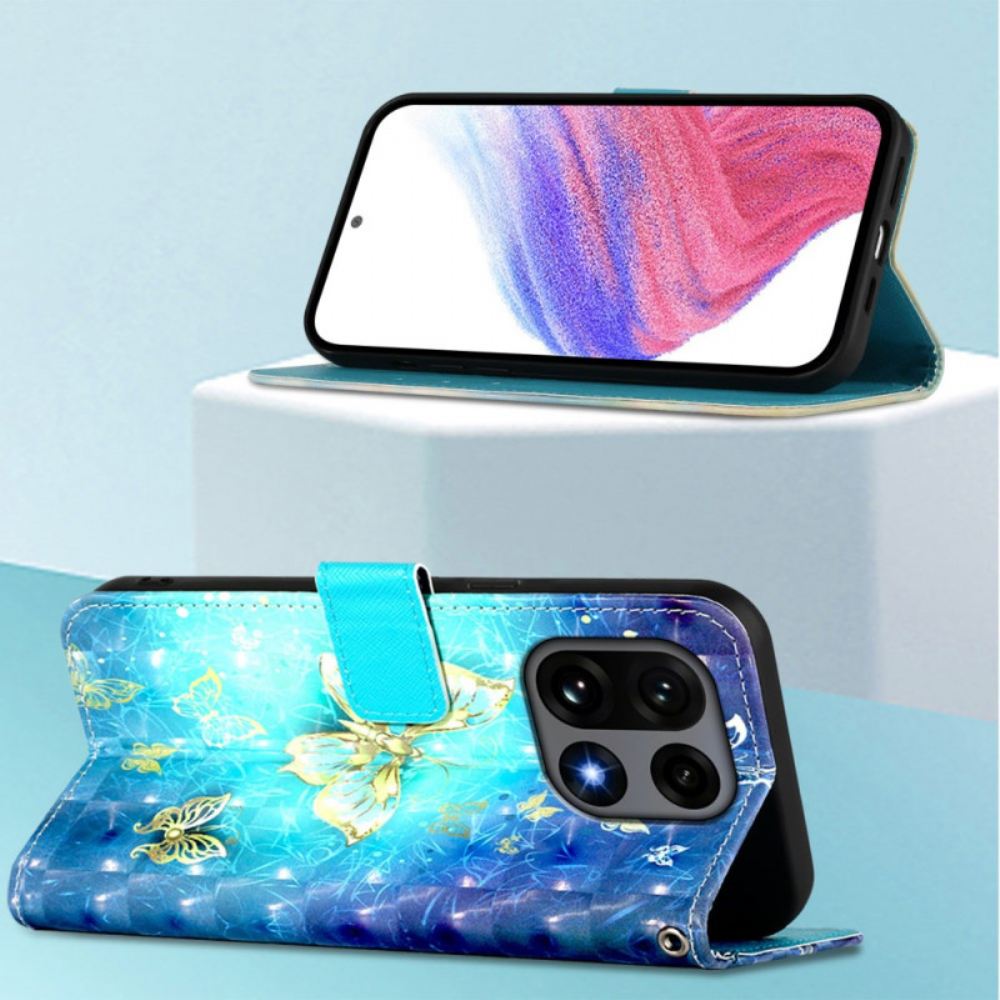 Kožený Kryt Oneplus 15 Zlatí Motýli