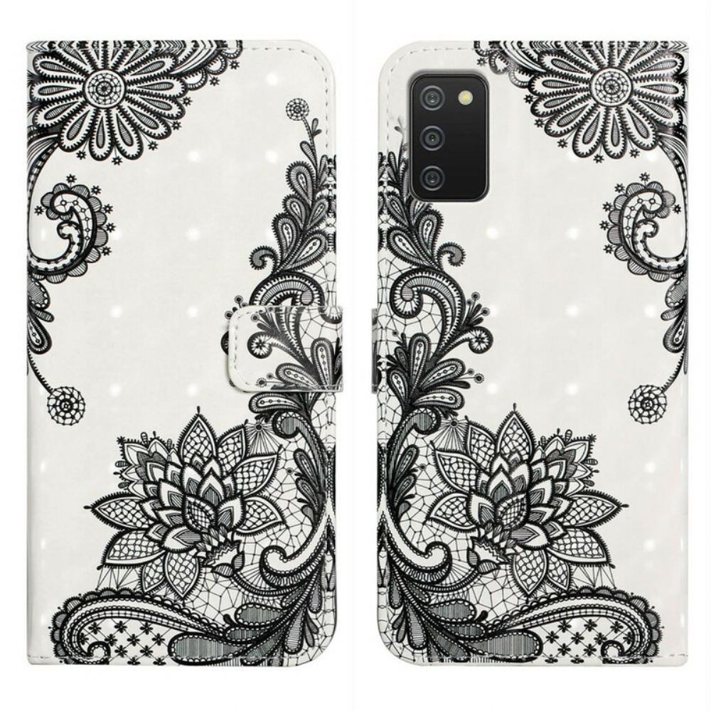 Flipové Pouzdro Na Samsung Galaxy A02s Na Lana Krajka S Odnímatelným Popruhem