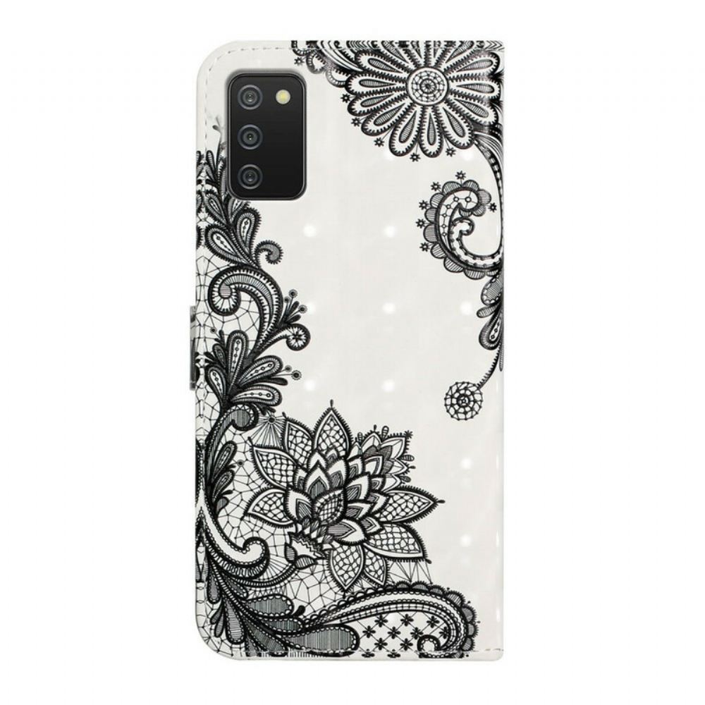 Flipové Pouzdro Na Samsung Galaxy A02s Na Lana Krajka S Odnímatelným Popruhem