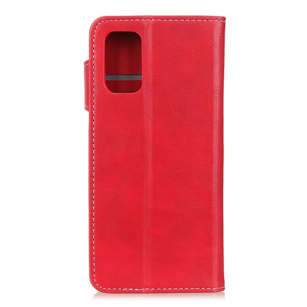 Flipové Pouzdro Na Samsung Galaxy A02s Umělecké Tlačítko A Švy